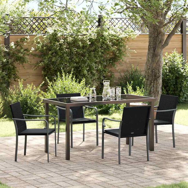 vidaXL Conjunto de Comedor de Jardín 5 pcs Negro y Gris