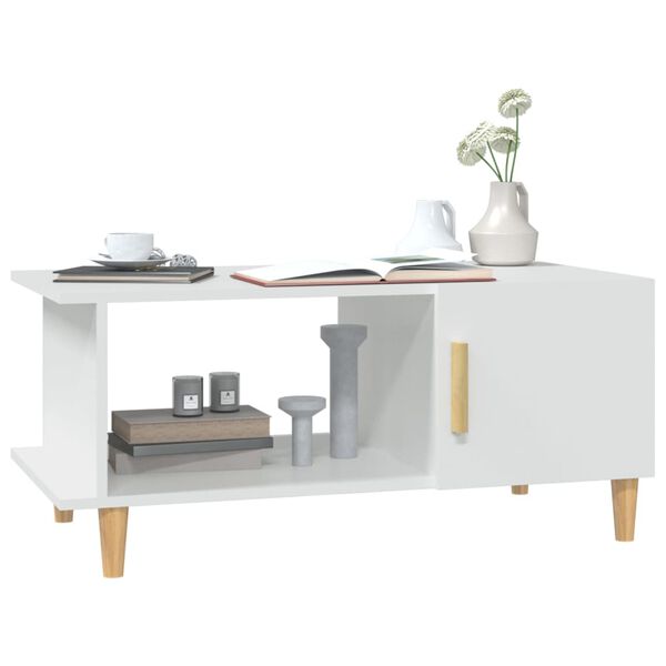 vidaXL Mesa de centro madera contrachapada blanco 90x50x40 cm