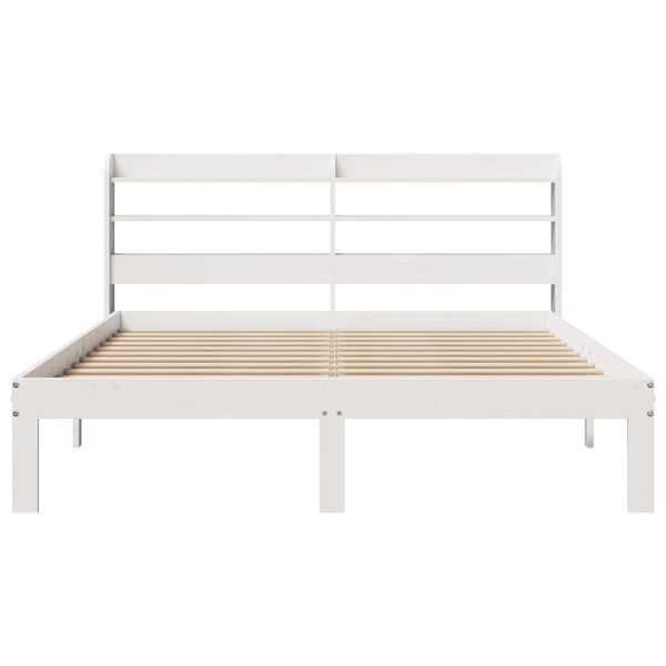 vidaXL Estructura de cama con cabecero madera pino blanco 120x190 cm