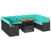 vidaXL Set de sof&aacute;s de jard&iacute;n y cojines 10 pzas rat&aacute;n sint&eacute;tico negro