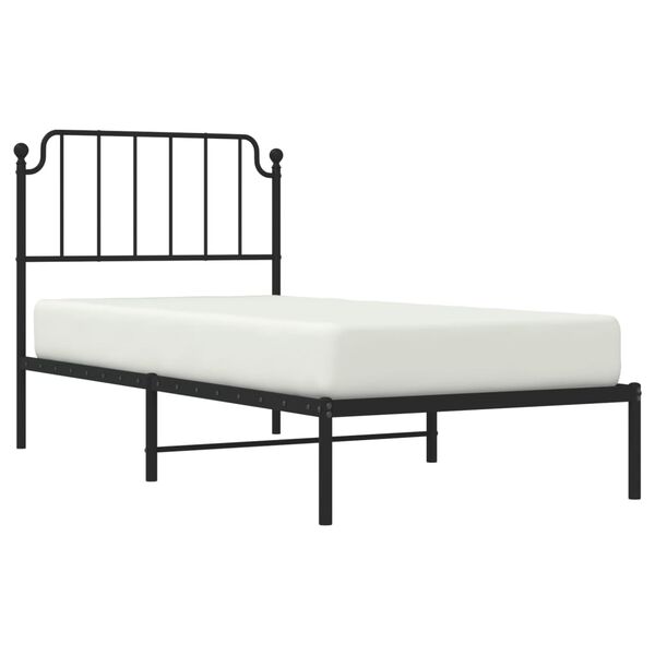 vidaXL Estructura cama sin colch&oacute;n con cabecero metal negro 90x200 cm