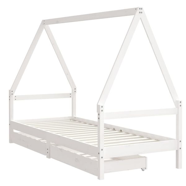 vidaXL Estructura cama ni&ntilde;os con cajones madera pino blanco 80x200 cm