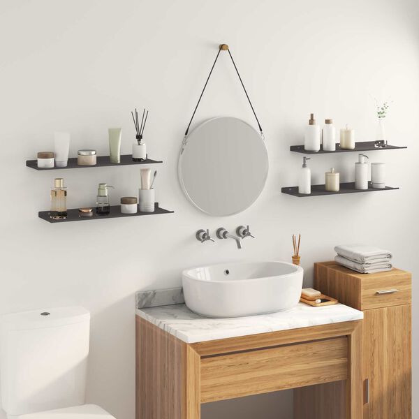 vidaXL Estante flotante 4 pcs Negro 60 x 18 x 2,5 cm Acero