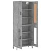 vidaXL Aparador alto madera contrachapada gris hormig&oacute;n 69,5x34x180 cm