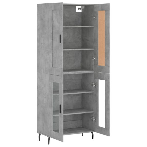 vidaXL Aparador alto madera contrachapada gris hormig&oacute;n 69,5x34x180 cm