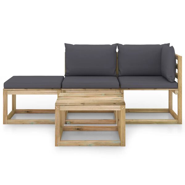 vidaXL Juego de muebles de jard&iacute;n 4 piezas con cojines gris antracita