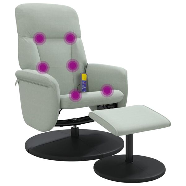 vidaXL Sill&oacute;n reclinable masaje con reposapi&eacute;s terciopelo gris claro