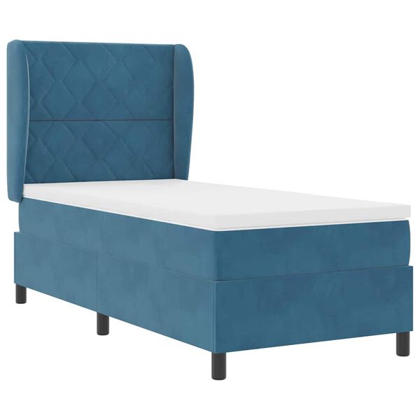 vidaXL Cama tipo Box Spring Azul Oscuro 200 x 90 cm Poli&eacute;ster
