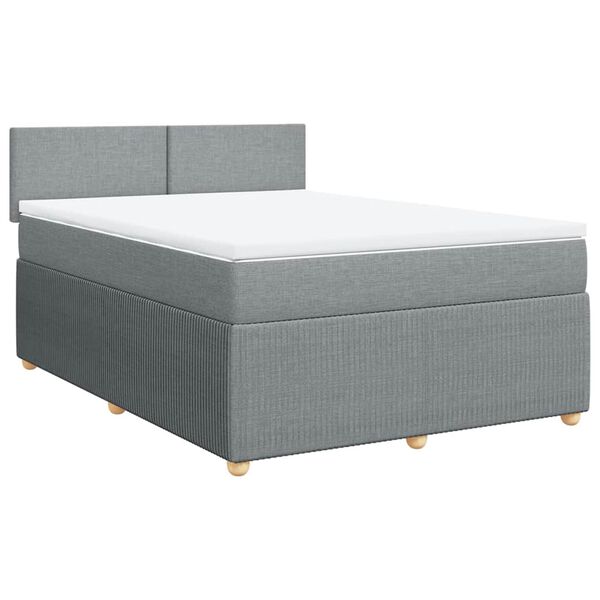 vidaXL Cama box spring con colch&oacute;n tela gris claro 160x200 cm