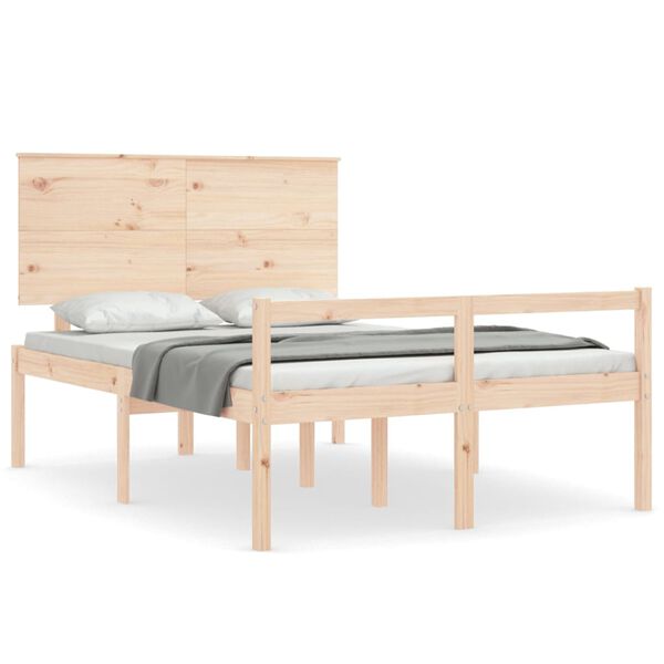 vidaXL Cama para personas mayores con cabecero madera maciza 140x200cm
