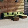 vidaXL Set muebles de jard&iacute;n 6 piezas y cojines rat&aacute;n sint&eacute;tico marr&oacute;n
