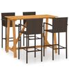 vidaXL Conjunto de bar para jard&iacute;n 5 piezas marr&oacute;n