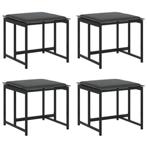 vidaXL Taburetes de jard&iacute;n con cojines 4 uds acero y textilene negro