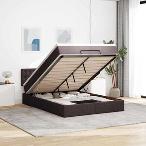 vidaXL Cama otomana con colch&oacute;n marr&oacute;n oscuro 140x190 cm tela