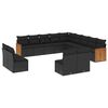 vidaXL Set de sof&aacute;s de jard&iacute;n y cojines 13 pzas rat&aacute;n sint&eacute;tico negro