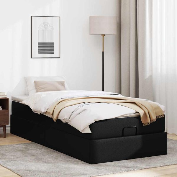 vidaXL Estructura cama otomana colchón cuero sintético negra 80x200cm