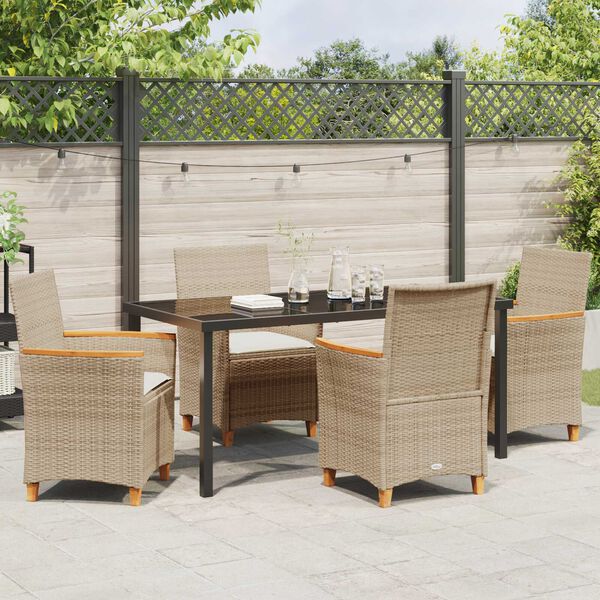 vidaXL Conjunto de Comedor de Jardín 5 pcs Beige ratán sintético