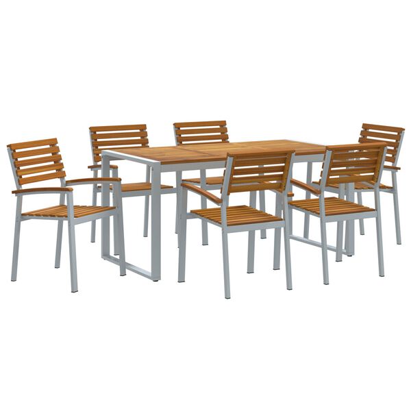 vidaXL Conjunto de Comedor de Jard&iacute;n 7 pcs Gris