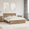 vidaXL Estructura de cama con cabecera Roble Artesanal 160 x 200 cm