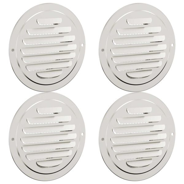 vidaXL Rejillas de ventilaci&oacute;n de aire 4 pcs Plateado 80 mm