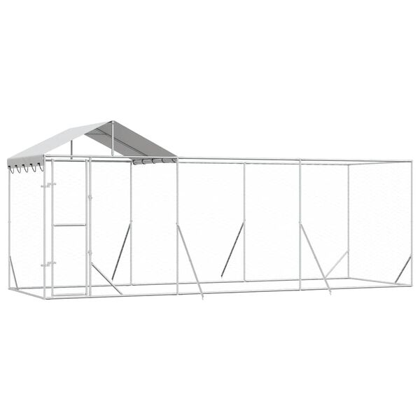 vidaXL Perrera de exterior con techo acero galvanizado plata 6x2x2,5 m