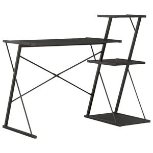 vidaXL Escritorio con estanter&iacute;a negro 116x50x93 cm