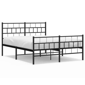vidaXL Estructura cama sin colch&oacute;n con estribo metal negro 135x190 cm