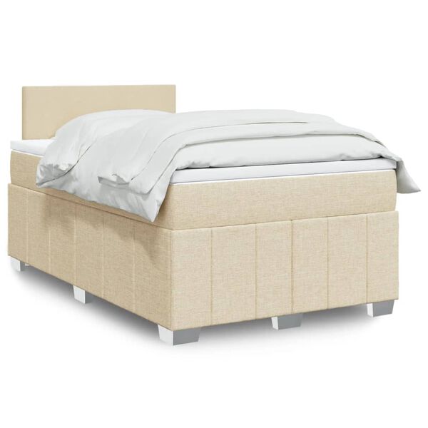 vidaXL Cama box spring con colch&oacute;n tela color crema 120x200 cm