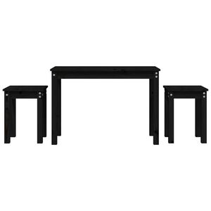 vidaXL Mesas apilables 3 piezas madera maciza de pino negro