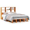 vidaXL Cama con estanter&iacute;a sin colch&oacute;n madera maciza marr&oacute;n 135x190 cm