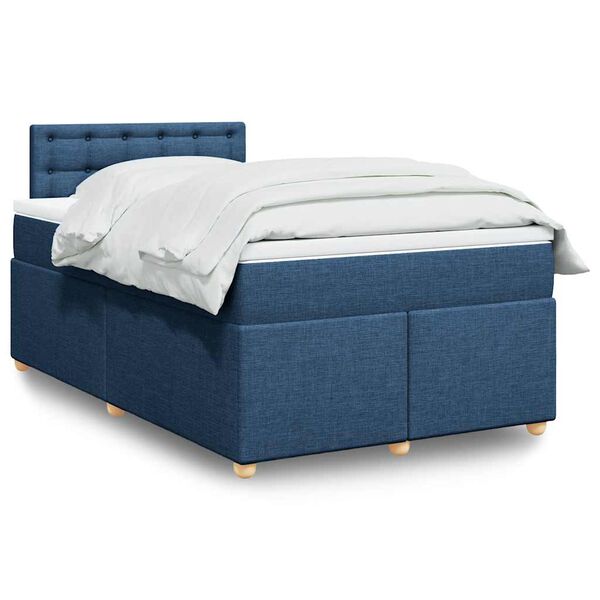 vidaXL Cama box spring con colch&oacute;n tela azul 120x190 cm