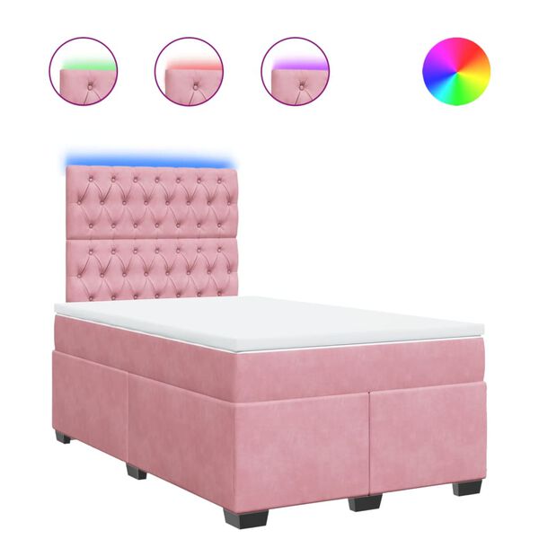 vidaXL Cama box spring con colch&oacute;n terciopelo rosa 120x200 cm