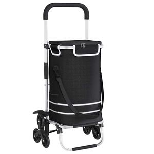 vidaXL Carro de compras Negro 47 x 39 x 100,5 cm Tela Oxford