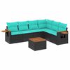 vidaXL Set de sof&aacute;s de jard&iacute;n 7 pzas con cojines rat&aacute;n sint&eacute;tico negro