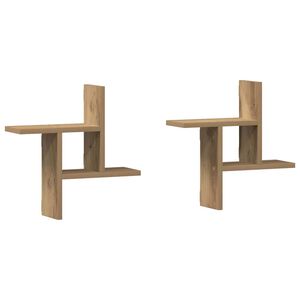 vidaXL Estantes pared 2 uds madera ingenier&iacute;a artisian 38x12x38 cm