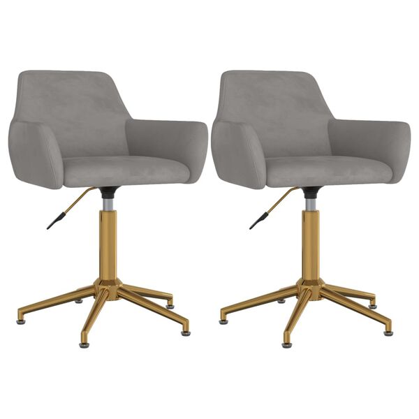 vidaXL Sillas de comedor giratorias 2 uds de terciopelo gris claro