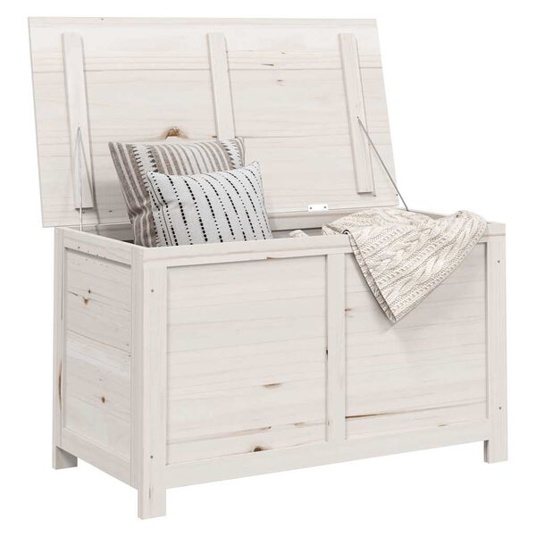vidaXL Baúl para cojines madera de abeto maciza blanco 100x50x56 cm