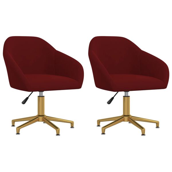 vidaXL Sillas de comedor giratorias 2 unidades terciopelo rojo tinto