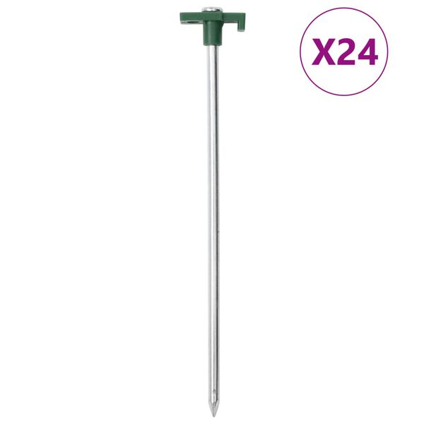 vidaXL Clavijas para tienda 24 uds acero galvanizado y PP 25 cm 7 mm