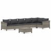 vidaXL Set de muebles de jard&iacute;n 7 pzas y cojines rat&aacute;n sint&eacute;tico gris