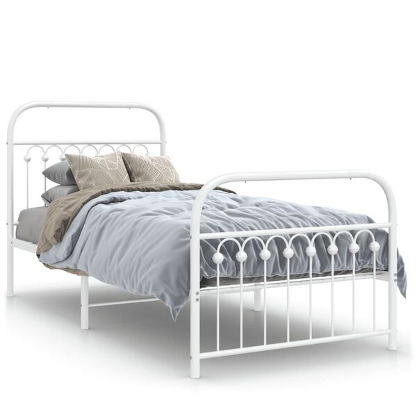 vidaXL Estructura cama sin colch&oacute;n con estribo metal blanco 90x190 cm