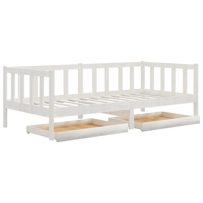vidaXL Sofá cama con cajones madera de pino maciza blanco 90x200 cm