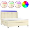 vidaXL Cama box spring colch&oacute;n y LED cuero sint&eacute;tico crema 180x200 cm