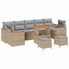 vidaXL Conjunto de sof&aacute;s de jard&iacute;n 10 uds. Beige rat&aacute;n sint&eacute;tico