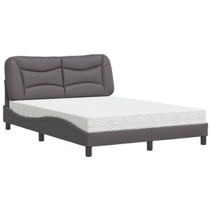 vidaXL Cama con colch&oacute;n Hvar cuero sint&eacute;tico gris 120x200 cm