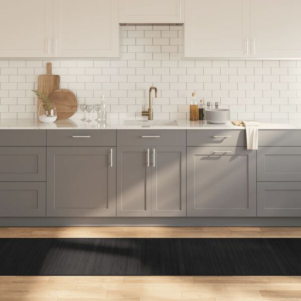 vidaXL Alfombra rectangular bamb&uacute; negro 70x300 cm