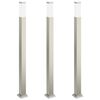 vidaXL Balizas de iluminaci&oacute;n, 3 unidades, 110 cm, acero inoxidable, IP44
