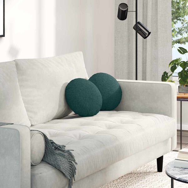 vidaXL Cojines para asiento 2 pcs Verde oscuro &Oslash;30 x 13 cm tela