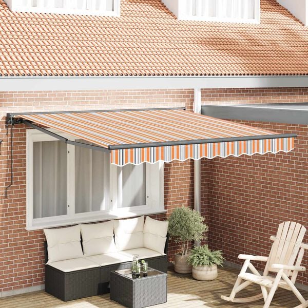 vidaXL Toldo Retr&aacute;ctil Azul y Naranja 300 x 250 cm Aluminio y Tela