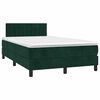 vidaXL Cama box spring colch&oacute;n y LED terciopelo verde oscuro 120x200cm